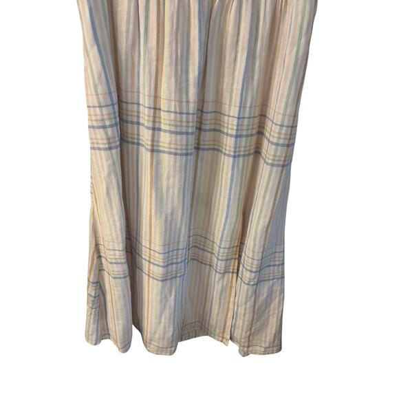Madewell Linen Blend Clara Midi Dress Plaid Size Medium Muted Blush Pockets - Picture 4 of 8